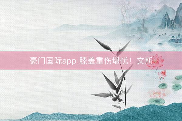豪门国际app 膝盖重伤堪忧！文斯